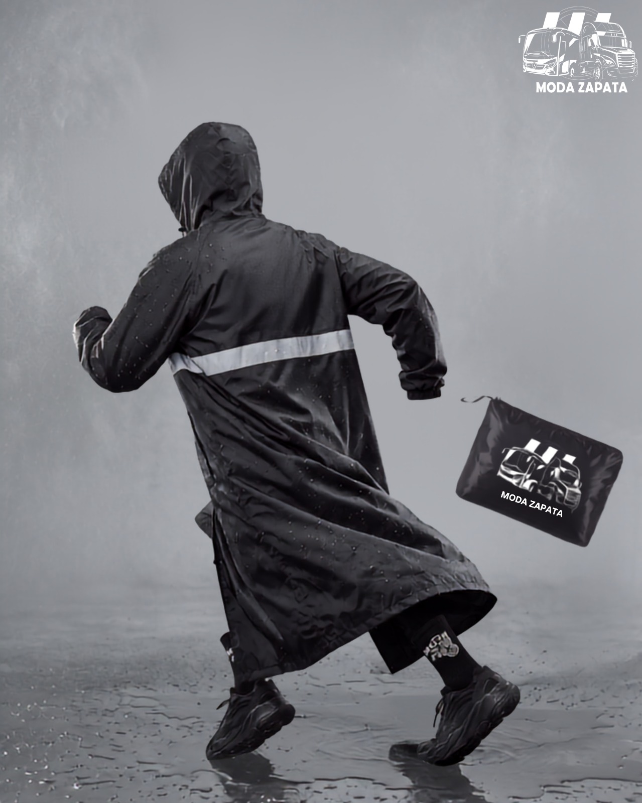 Impermeable Unisex Negro Tracto Y Bus