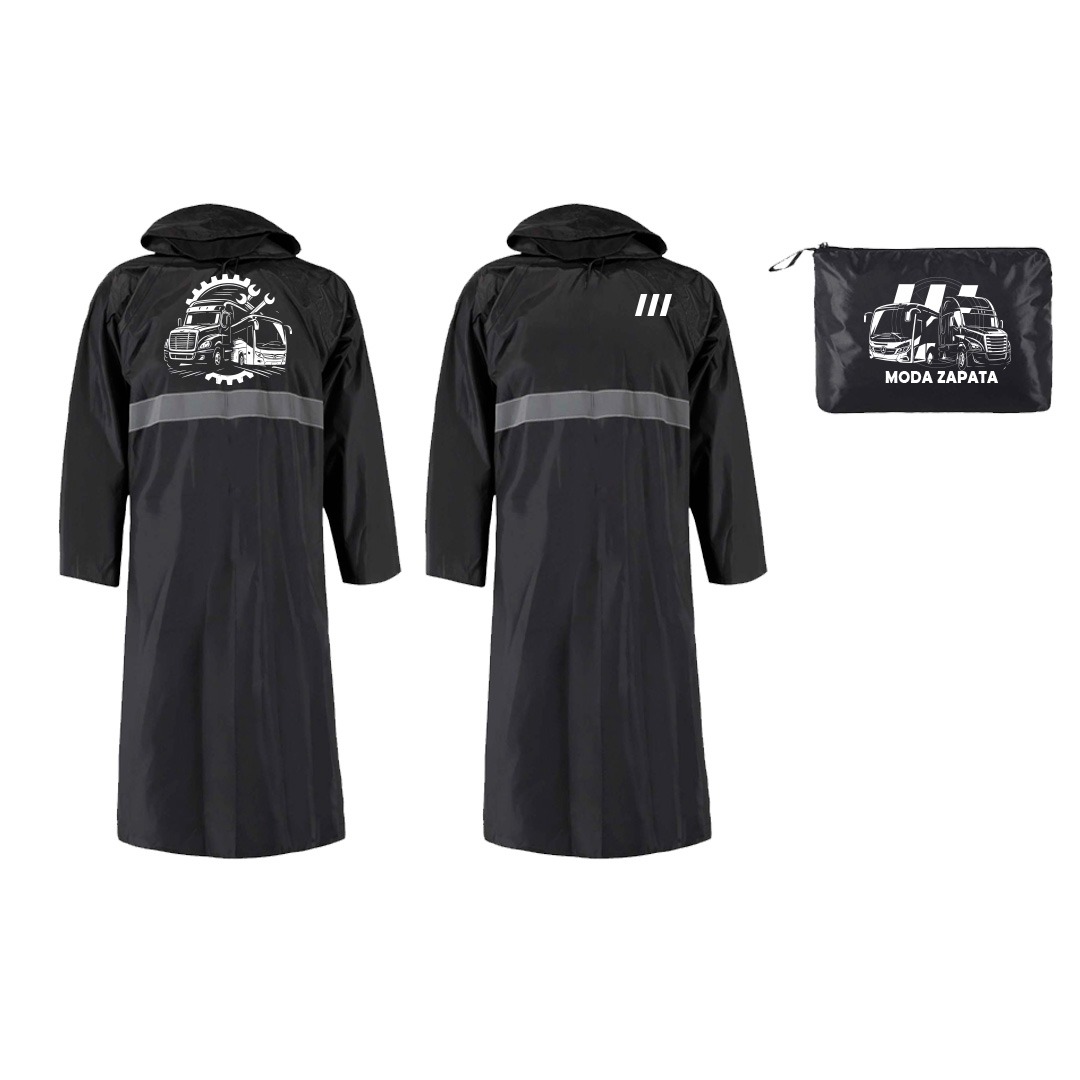Impermeable Unisex Negro Tracto Y Bus