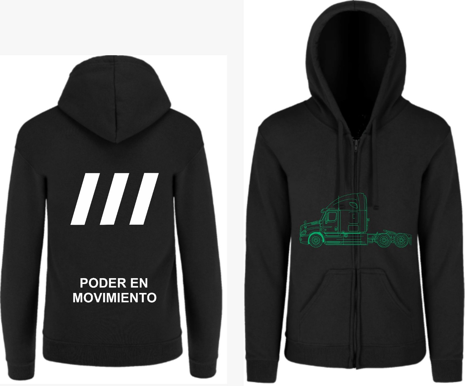 Sudadera Con Gorro Unisex Extra Grande Negra Poder En Movimi